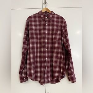 Bonobos Men's Lightweight Flannel Shirt - Light Maroon Plaid, L Standard Fit